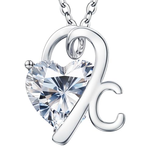 Image of ForeverLove Heart Necklaces for Women, 4-2 Carats Heartshap Moissanite, Silver Pendant Jewelry, Anniversary Birthday Gifts for Wife, Girlfriend, Daughter, Mom