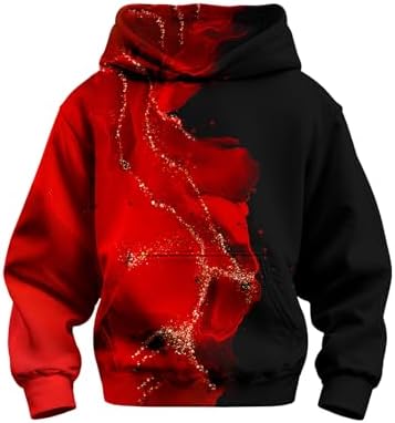 3D Printed Hoodies For Boys Girls Kids Sweatshirts Pullover Novelty Cool Clothes Black Red