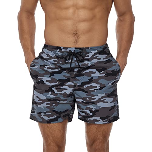 Aisprts Bañador Hombre Bañador Natacion Transpirable de Secado Rápido con 3 Bolsillos Traje de Baño con Forro de Malla y Cordón Ajustable