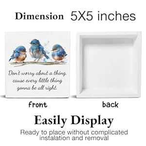 Positive Sign Decor Every Little Thing Is Gonna Be Alright Birds Wood Block Sign Home Desk Table Shelf Spring Decoration Spring Gift