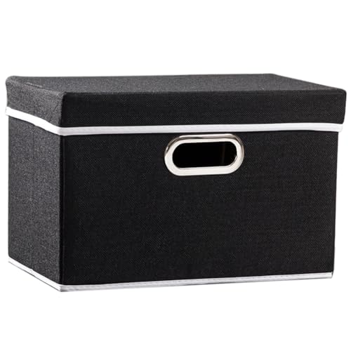 Image of PRANDOM Foldable Storage Box with Lid [1-Pack] Fabric Collapsible Storage Bin Organizer Container Basket Cube with Cover for Home Bedroom Closet Office Nursery Black (14.9x9.8x9.8)