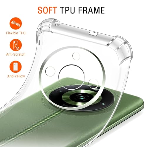 Image of Lustree Realme 11 Pro / 11 Pro Plus + Back Cover Transparent Case | Clear TPU Shockproof Case with Four Corner Protection & Raised Camera Guard | Slim Protective Cover for Realme 11 Pro + Plus
