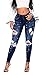 Produktbild iRachel Damen Pearl Jeans Hose Skinny Röhrenjeans Hose Denim Dünn Rise Ripped Loch Bleistift Hose