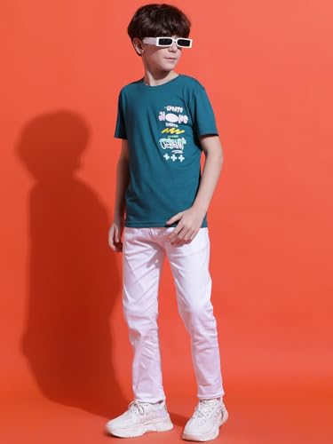 Image of Li'l Tomatoes Boys Cotton T-Shirt | Graphic Printed Half Sleeve Casual Summer Wear | Soft & Breathable | 9-16 Years