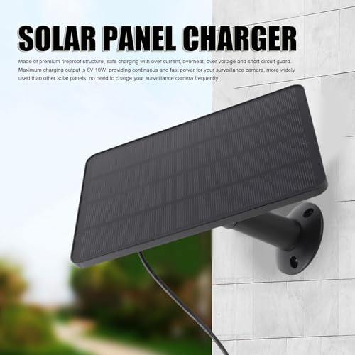 Ouitble Solarpanel für RingKamera 10W Kamera Solarpanel Kamera Solarpanel IP65 Wasserdichtes Solarpanel-Ladegerät für Spotlight Cam Stick Up Cam 9.8ft Kabel (CSP4W-DC-B)