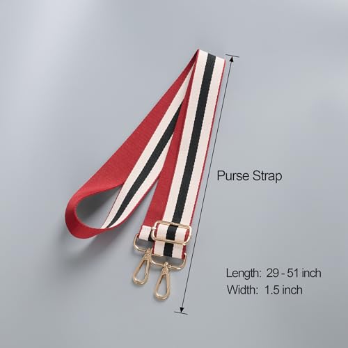 Image of chushui Wide Bag Strap Replacement Crossbody Shoulder Strap Adjustable, Classic Striped Preppy Vertical Stripe Woven with Gold Hardware 29-51 Inches for Purses Handbags Totes