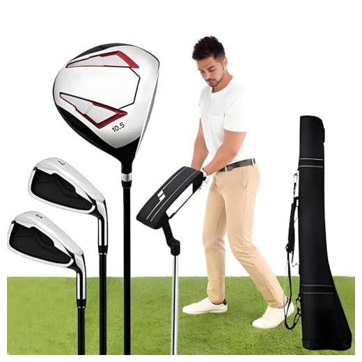 Golf Club Set for Men - Right Handed Titanium Driver, 7 Iron, Fairway Wood, Putter, Golf Bag - for Outdoor Sports Enthusiasts