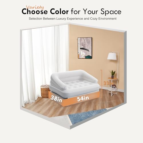 DIMAR GARDEN Inflatable Couch Flocked Blow Up Couch Mattress,Outdoor Air Sofa Bed for Camping,Full Size - Thumbnail 6