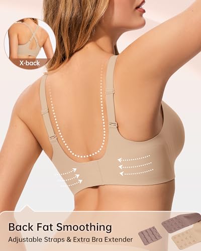 LetsJoli Jelly Bras for Women No Underwire Wireless Bras with Support and Lift for Daily Comfort Lounge Sleep Tshirt Bras (Nude 2XL) - Image 4