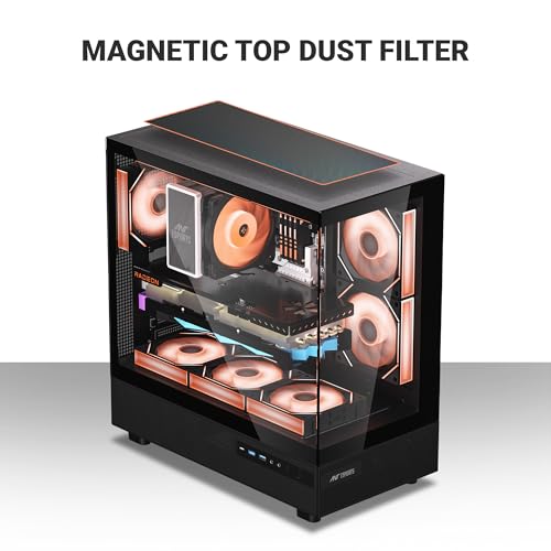 Image of Ant Esports Crystal X6 ATX Mid-Tower Computer Case /Gaming Cabinet with Type-C - Black | Support ATX, Micro-ATX, Mini-ITX | Pre-Installed 6 ARGB Infinity Mirror Fans | Dual Front Panel (Mesh /Glass)