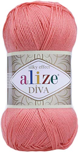 Hand Knitting Yarn 100% Microfiber Acrylic Yarn Alize Diva Silk Effect Thread Crochet Art Lace Craft Lot of 4 skeins 400gr 1532yds (619)