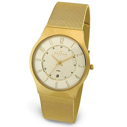 Skagen Men's 233XLGG Steel Collection Gold-Tone Mesh Stainless Steel Watch