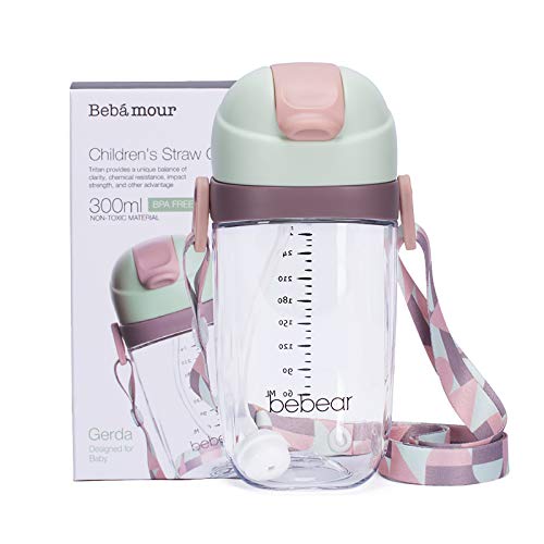 Bebamour Sippy Cup for Baby 6 Months+, Spill-Proof Sippy Cup with Straw for Kids Water Bottle with Soft Silicon Spout Cup for Toddlers, BPA Free, 300ml (Green)