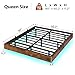 BTHFST Floating Bed Frame Queen Size with LED Lights, Industrial Wooden Metal Queen Platform Bed, Solid and Stable, Noise Free, No Box Spring Needed, Easy Assembly