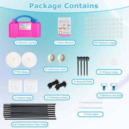 Balloon Arch Kit with Balloon Pump Electric, Improved Balloon Arch Stand with Base for Floor Gender Reveal Wedding Birthday Graduations Party Decorations – Image 3