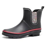 SWIFT*FROG Black Chelsea Boots for Women Waterproof Rain Boots Anti Slip Rainboots Ankle Rain Shoes Garden Boots