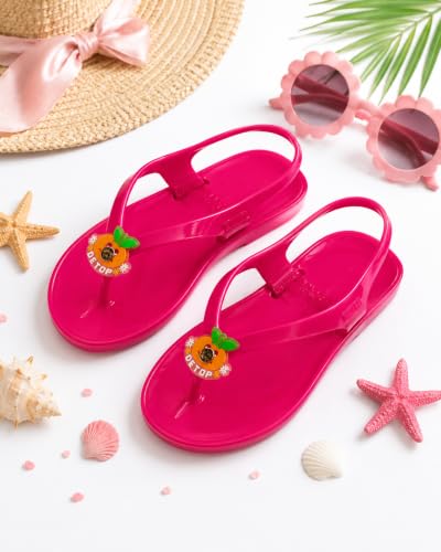 Image of Premsons Girls' Pink Jelly Sandals with Back Strap - Lightweight Waterproof Flip Flops for Kids, Soft Comfortable Summer Beach Sandals (size 32)