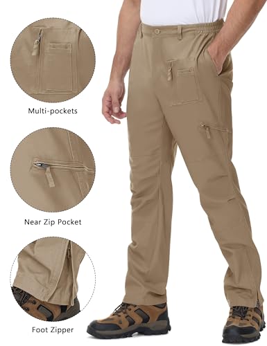 CRYSULLY Men's Cargo Pants Tactical Work Pants for Men Ripstop 9 Pockets Construction Trousers (No Belt)