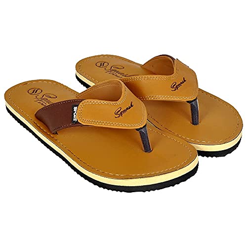 Image of SQUASH Men's Flip Flops casual Synthetic Bathroom Slippers (Brown, numeric 8)