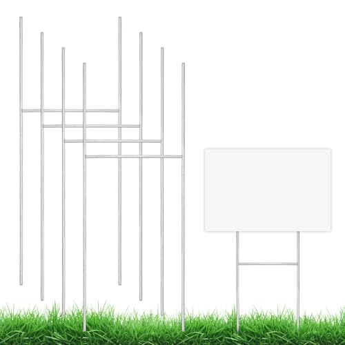 GUGEMEI 4 Pack Yard Sign Stakes Metal, 17X8 INCH Heavy Duty Yard Sign Stands, H Frame Stakes for Yard Signs for 4/5/6 mm Corrugated Plastic Sign, Estate Garage Sales, Lawn Sign, Easter Outdoor Decor