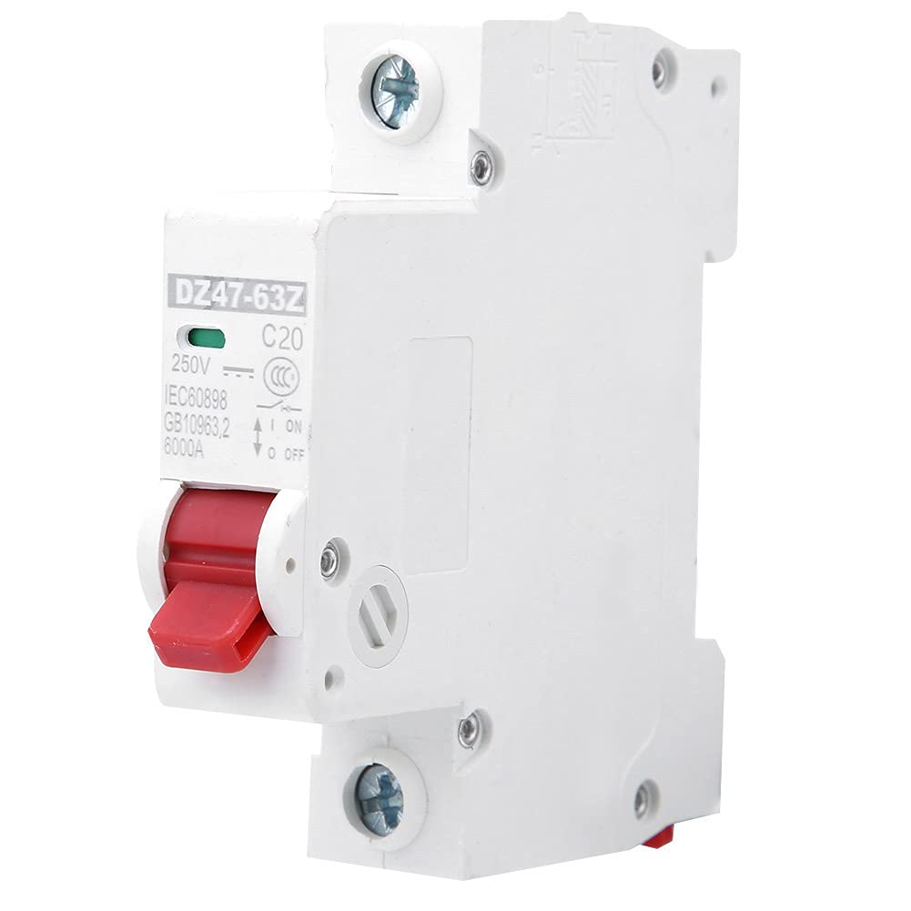 12 sztuk DZ47-63Z DC250V 1P MCB, miniaturowy wyłącznik nadprądowy do systemów fotowoltaicznych, przełącznik powietrza prądu stałego ze srebrnymi stykami i montażem szynowym (20A)