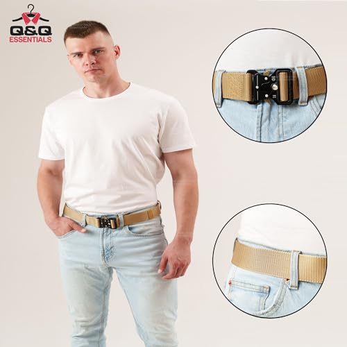 Q&Q ESSENTIALS Men's Tactical Belt, 1.5 Inch Black Nylon, Quick Release, Perfect for Hiking, Airsoft, Duty Belt, Hunting4
