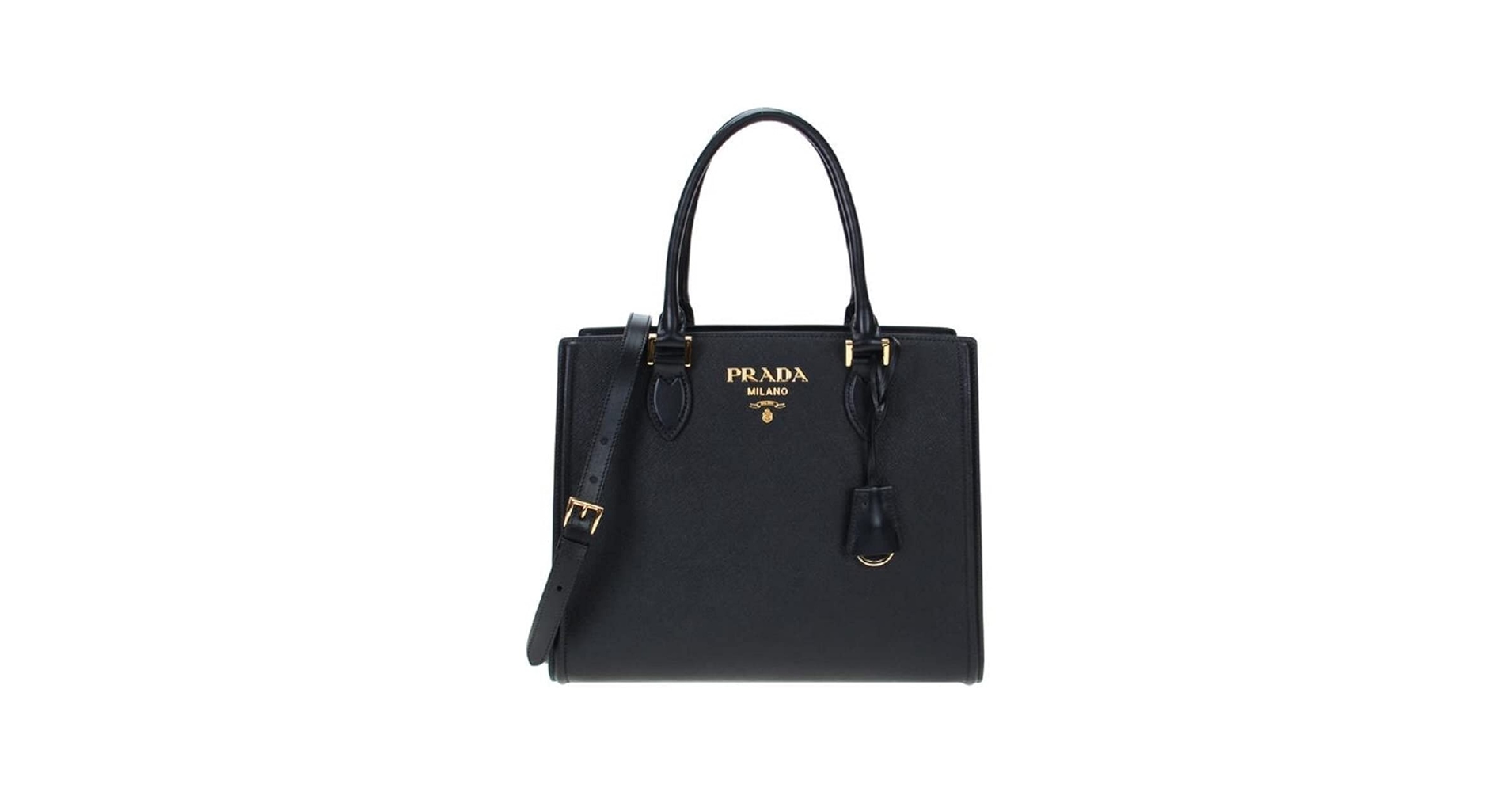 Amazon.com: Prada Saffiano Lux Black Medium Satchel Handbag 1BA227