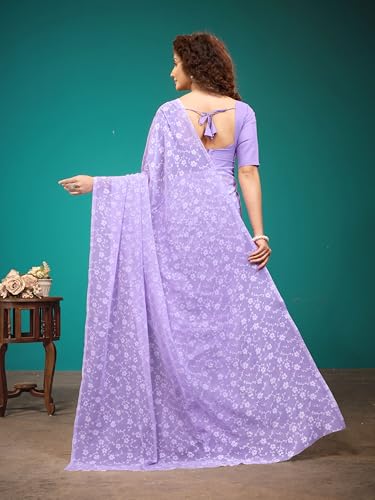 Image of Garden Vareli Viscose Brasso Floral Print Saree