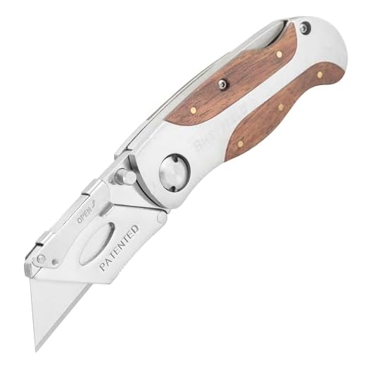 Sheffield 12115 Ultimate Lock Back Utility Knife, Folding, Box Cutter Knife, Carpet Knife, Drywall Cutter, and More, Quick-Change Blade, Back Lock Design, Aluminum & Wood Handle