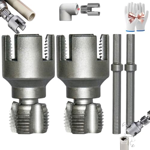 Integrated Internal & External Pipe Threading Tool,2025 New Plastic Water Pipe Thread Cutting Tool,Electric Drill Compatible 2 in 1 Pvc Pipeline Threader Kit Reusable for 1/2