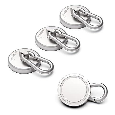 Ant Mag Magnetic Hooks 140LBS Heavy Duty Neodymium Magnet with Swiveling Carabiner Magnet Snap Hook for Indoor/Outdoor Hanging Bag Kitchen Garage Magnet Type Cruise Ship Magnetic Hook (4 Pack) Cover