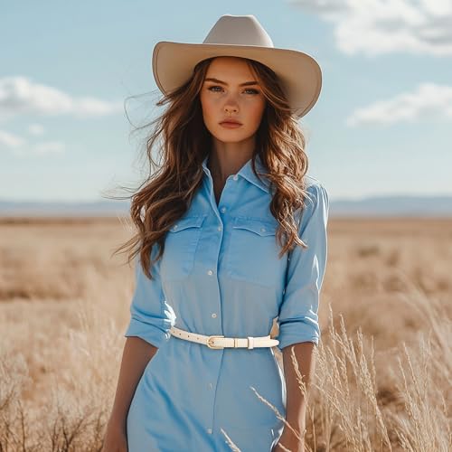 2 Pack Women's Skinny Genuine Leather Belt Gold Buckle for Jeans2