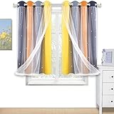 Kinryb Christmas Star Cut Out Double-Layer Dressing Beige Sheer Plus Blackout Curtains for Girls Bed