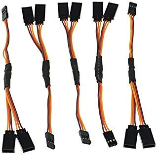 SD Racing Parts 15cm Servo RC 1 to 2 Y Cables Male to Female Extension Lead Wire Cable for KK MWC Eagle Control Board Pack of 5 Set