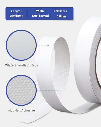 FAKILO Melamin-Kantenband, weißes, vorgeklebtes Furnierkantenband für Schrankreparaturen Möbelrestaurierung (Weiß, 16mm x 8m)