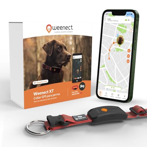Weenect Dog XT - Nuevo Collar GPS para Perros | Antena XL | Impermeable | Collar Rojo...