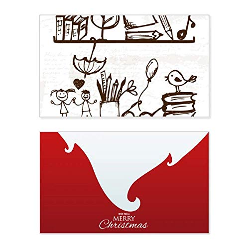 Bibliothèque enfants au design mignon et sa carte de Noël nostalgique