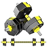 Adjustable-Weights-Dumbbells Set,Non-Rolling Adjustable Dumbbell/BarbellSet, Free Weights Dumbbells Set With Connecting,Hexagon,Weights Set for Home Gym, Fitness Equipment for Men and Women (20lbs)