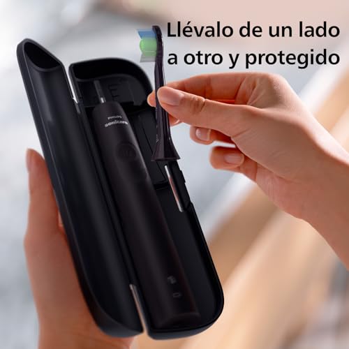 Philips Sonicare 4100 Cepillo dental eléctrico, para adultos, con 1 cabezal de cepillado sónico, W2 Optimal White en negro, estuche de viaje compacto y cargador USB, modelo HX3683/54 - imagen 7