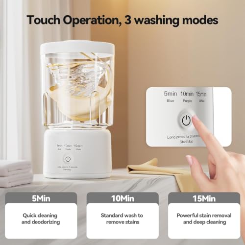 Image of Portable Mini Washing Machine, Underwear Washing Machine Small Clothes Washer Makeup Brush Cleaner (White)