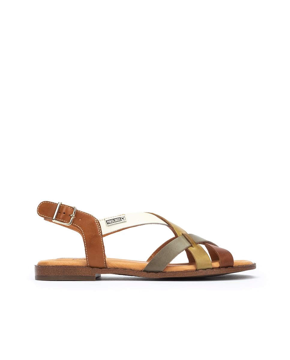 Pikolinos ALGAR Leather Flat Sandals for Lady, Brandy C6, UK
