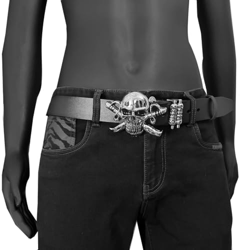 Huge Big Skull Buckle Leather Belt Gothic Belts For Mens Biker