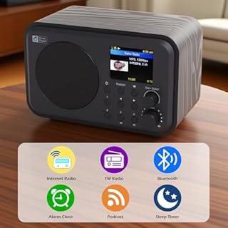 Ocean Digital WR-336M Wi-Fi Internet FM Radio, Bluetooth Speaker, 2.4” Color Display, USB Playback, Dual Alarm Clock, Sleep Timer, Dimmer, Black
