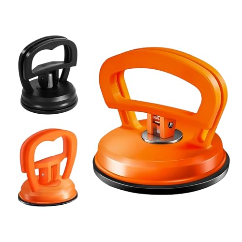 DtgEcd 3Pcs Dent Repair Kit, Car Dent Puller Kit, Strong Pulling Concave Suction Cup Repair Tool Suitable For Auto Body, Glass, Screen, Tile Lifting And Objects Moving (Orange, Black)