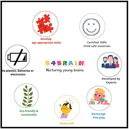 B4BRAIN Rainbow Soft Ball for Babies | Cotton Colorful Early Learning Toy for...