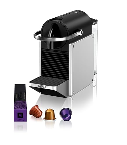 Nespresso De'Longhi Pixie EN127.S coffee capsule machine, two direct selection buttons, ECO mode, compact design, 19 bar pressure system, 1260W, silver/black