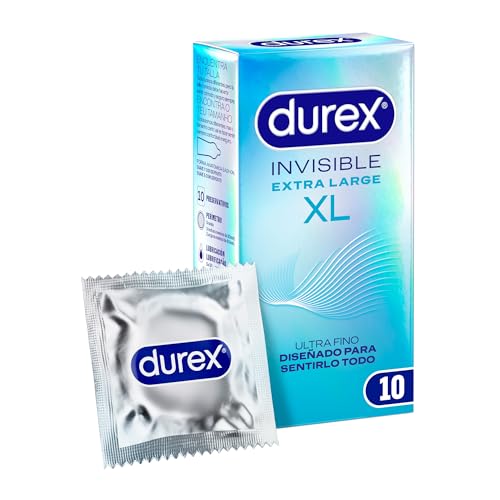 Durex Preservativos Invisible XL, Ultra Fino Diseñado para Maximizar Sensaciones, 10 condones XL