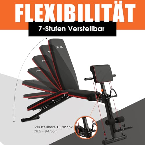 Curlbank DH Fitlife klappbare Hantelbank mit Beinstrecker