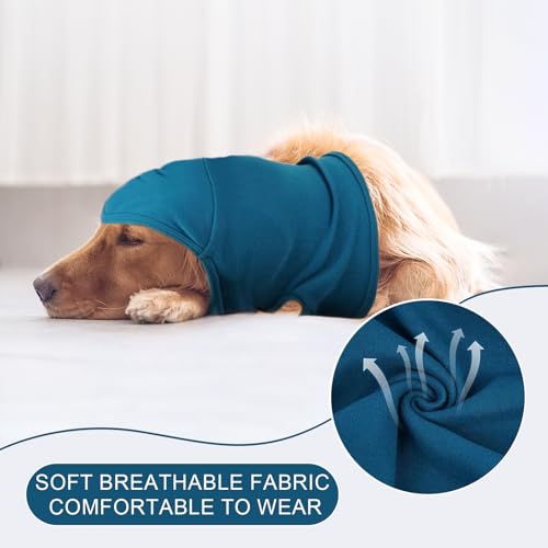 Image of NACOCO Dog Calming Hoodie - Adjustable No Shake Dog Ear Covers Pet Head Ear Wrap Muffs Noise for Grooming Bath Fireworks(Dark Blue, L)