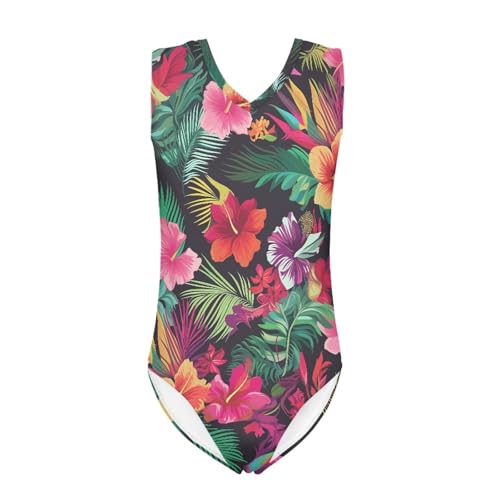 Forchrinse Girls Hibiscus Gymnastics Leotard Bodysuit